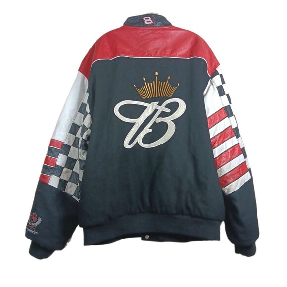 Dale Earnhardt Jr Bomber Jacket Mens 3XL Leather Embroidered Nascar Bud Beer Vtg - Picture 9 of 10